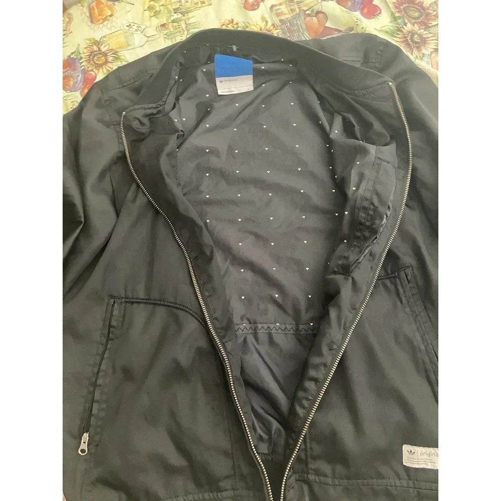 Adidas Originals Adicolor Trefoil Satin Bomber Jacket Mens M Black X41747